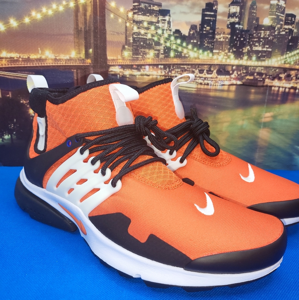 Nike Air Presto Mid Utility Shoes Orange Black White